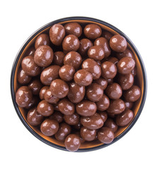 Chocolate ball or chocolate balls in bowl on background new.
