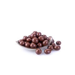 Chocolate ball or chocolate balls in plate on background new.