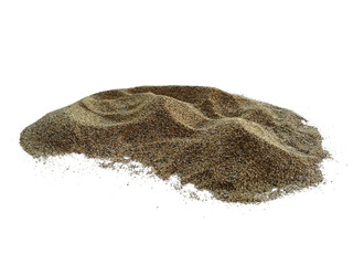 Sand beach texture on white background. Sand arrangement with clipping path.