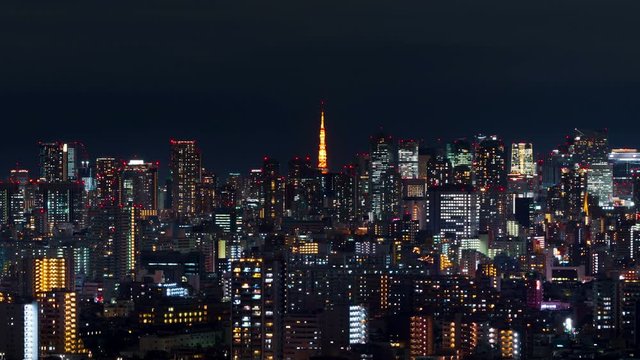 東京　2019　夜景　タイムラプス