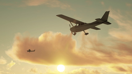 Airplane in the sky 3D Renderiing