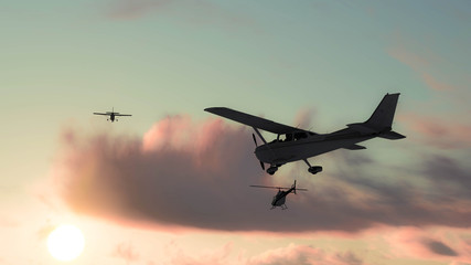 Airplane in the sky 3D Renderiing