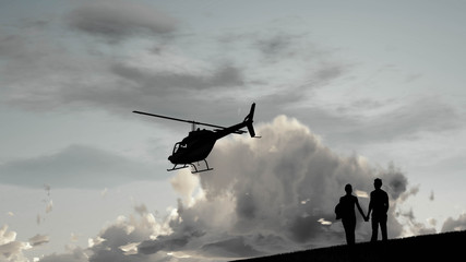 Airplane in the sky 3D Renderiing