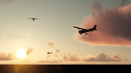 Airplane in the sky 3D Renderiing