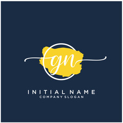 GN Initial handwriting logo design with brush circle. Logo for fashion,photography, wedding, beauty, business