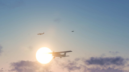 Airplane in the sky 3D Renderiing