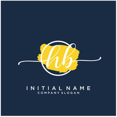 HB Initial handwriting logo design with brush circle. Logo for fashion,photography, wedding, beauty, business