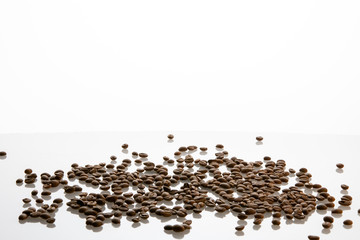Coffee seeds on white background