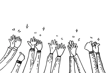 Foto op Aluminium doodle hands up,Hands clapping. applause gestures. congratulation business. vector illustration © Receh Lancar Jaya
