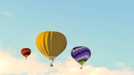 Hot air balloon in the sky 3D Rendering