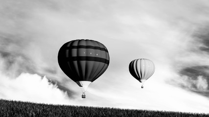 Obraz premium Hot air balloon in the sky 3D Rendering