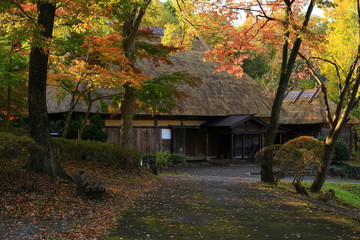 紅葉のみちのく民俗村