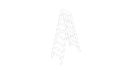 Drawing Stair on isolated White Background
