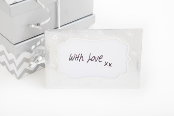 Gifts with love on white background 