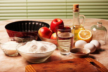 Preparation for baking Apple pie.The national food.Holiday tradi