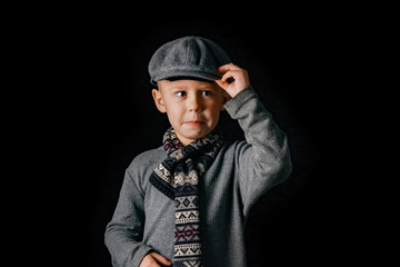 happy dude baby on black background