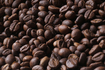 Coffee beans background traditional roasted robusta