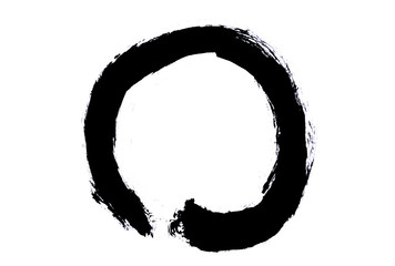 Black enso zen circle on white background.