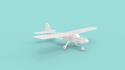 3d rendering of a rc airplane isolated in colored background