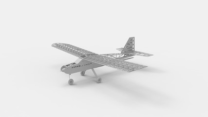 3d rendering of a rc airplane isolated in colored background