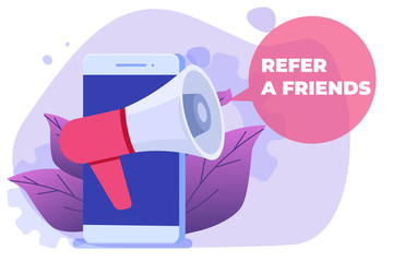 Referral marketing. Refer a friend vector illustration concept. Can use for landing page, mobile app.