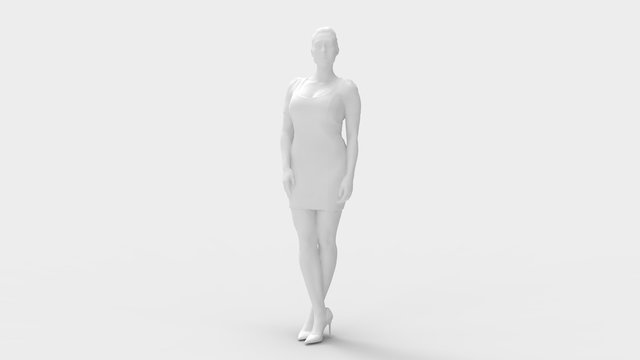 3d rendering of a standing woman isolated in colored studio background