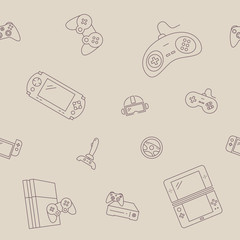 Gamepad and Game console background - Vector seamless pattern of joysticks and cyber sport graphic design