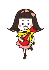 プレゼントを抱える女の子　ポーズ　イラスト