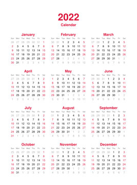 Calendar 2022 - 12 months yearly vector calendar in year 2022 - calendar template - planner calendar