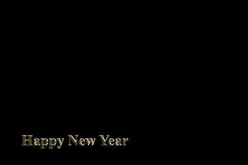Fototapeta na wymiar text happy new year Golden letters on black background