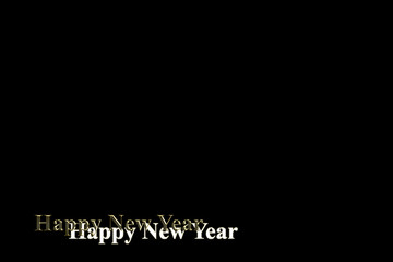 Fototapeta na wymiar text happy new year Golden letters on black background
