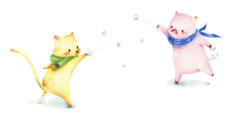 雪合戦する動物