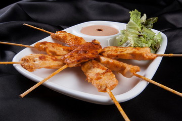 Chicken skewers or satay