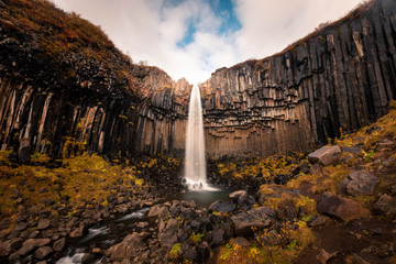 Svartifoss waterfall in Skaftafell National Park in South Iceland.