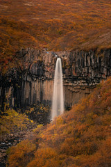 Svartifoss waterfall in Skaftafell National Park in South Iceland.