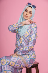 Beautiful female model wearing batik design 