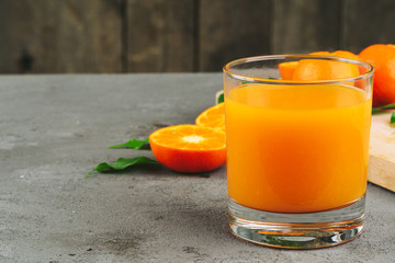 Still life of orange juice close up