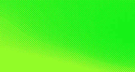 Fototapeta premium Green yellow pop art background abstract vector comics style blank layout template with clouds beams and isolated dots pattern. For sale banner for your designe 1960s. with copy space eps10