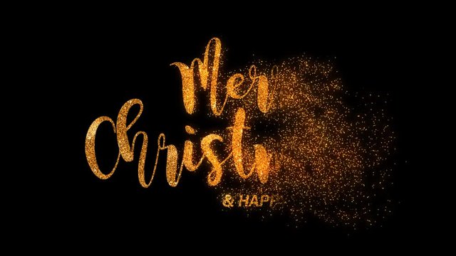 Alpha Channel Titles Text Merry Christmas and Happy New Year Concept of Holiday, Fun, Surprise,
