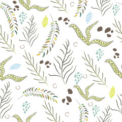 Seamless Algae Seamless Pattern. Modern Digital Design. Marine Repeating Pattern. Modern Fashion Scandinavian Style. Contemporary Colors