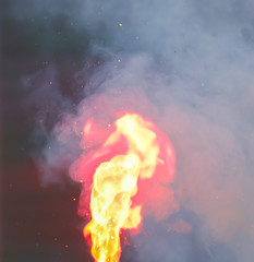 Smoke bomb fire flame as background - obrazy, fototapety, plakaty