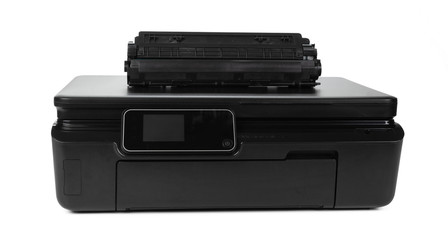 Laser home printer isolated on white background