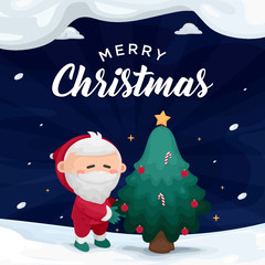 Christmas Santa Cartoon Illustration Background - Vector