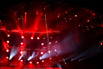 Red light on a rock concert stage as background