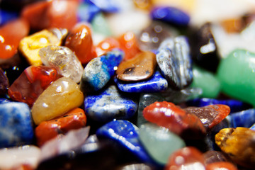 various small colorful stones in close-up