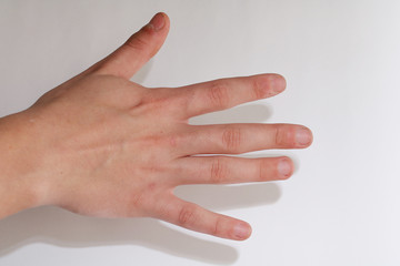 Right hand on white background