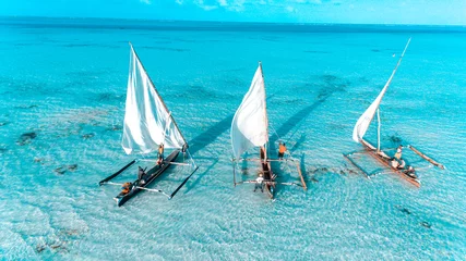 Crédence en verre imprimé Zanzibar boutre de pêcheurs dans la ville de pierre, Zanzibar
