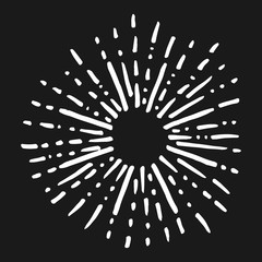 doodle design element. hand drawn of spark firework. vector illustration isolated on black background.