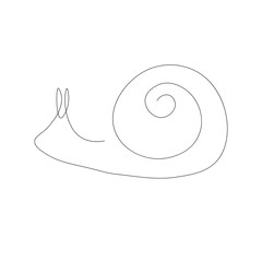 Continuous line drawing snail animal silhouette icon or logo isolated vector illustration