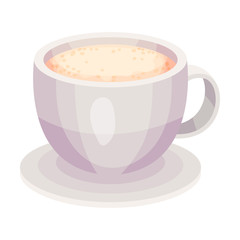 Morning Coffee Poured in White Cup Vector Illustrated Element